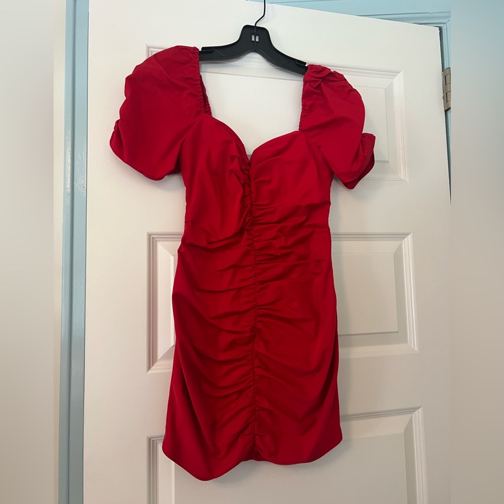 Amanda Uprichard Red Rouche Dress